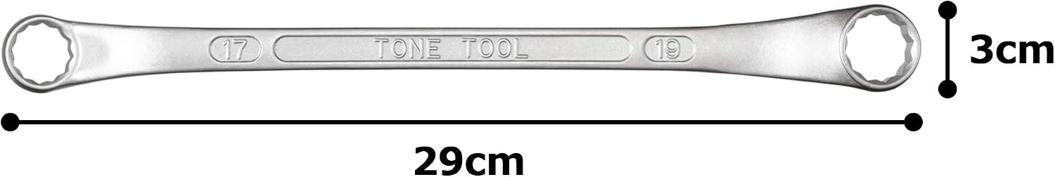 Detalle 1 de トネ(TONE) M44-1719 ロングメカニックめがねレンチ 17×19mm・45°×10°
