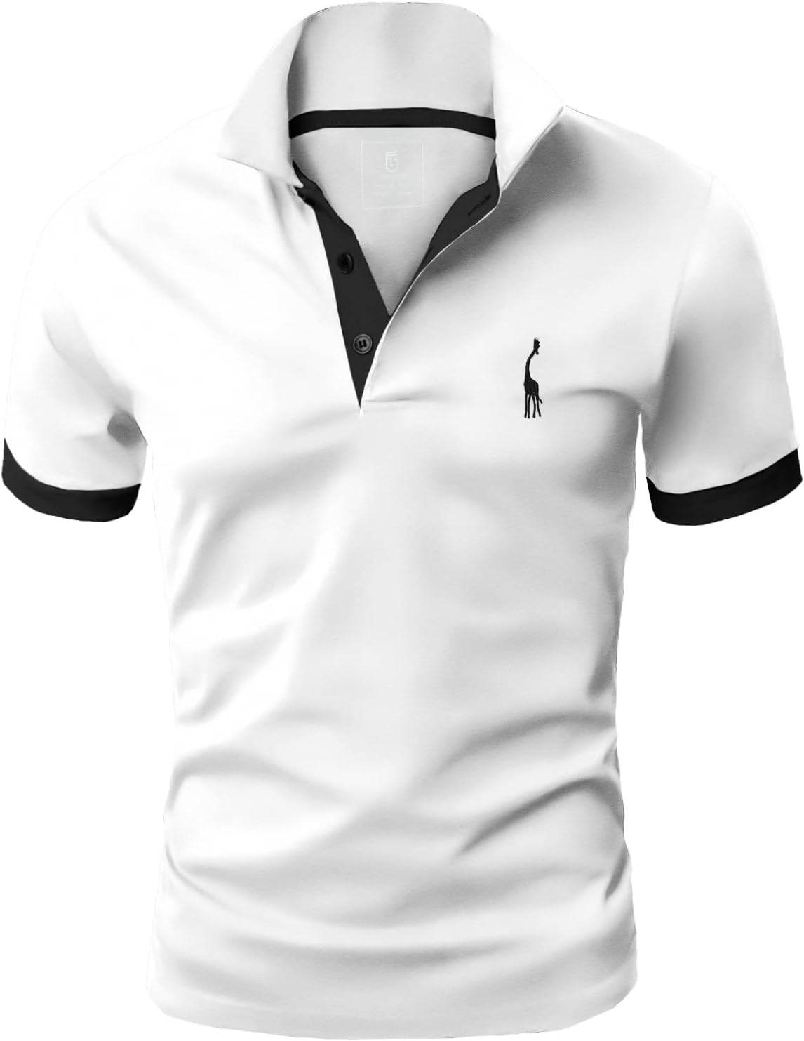 Detalle de GLESTORE Poloshirt Herren – Hemdkragen, kurzarm, Giraffenstickerei, vielseitiges Sommer-T-Shirt