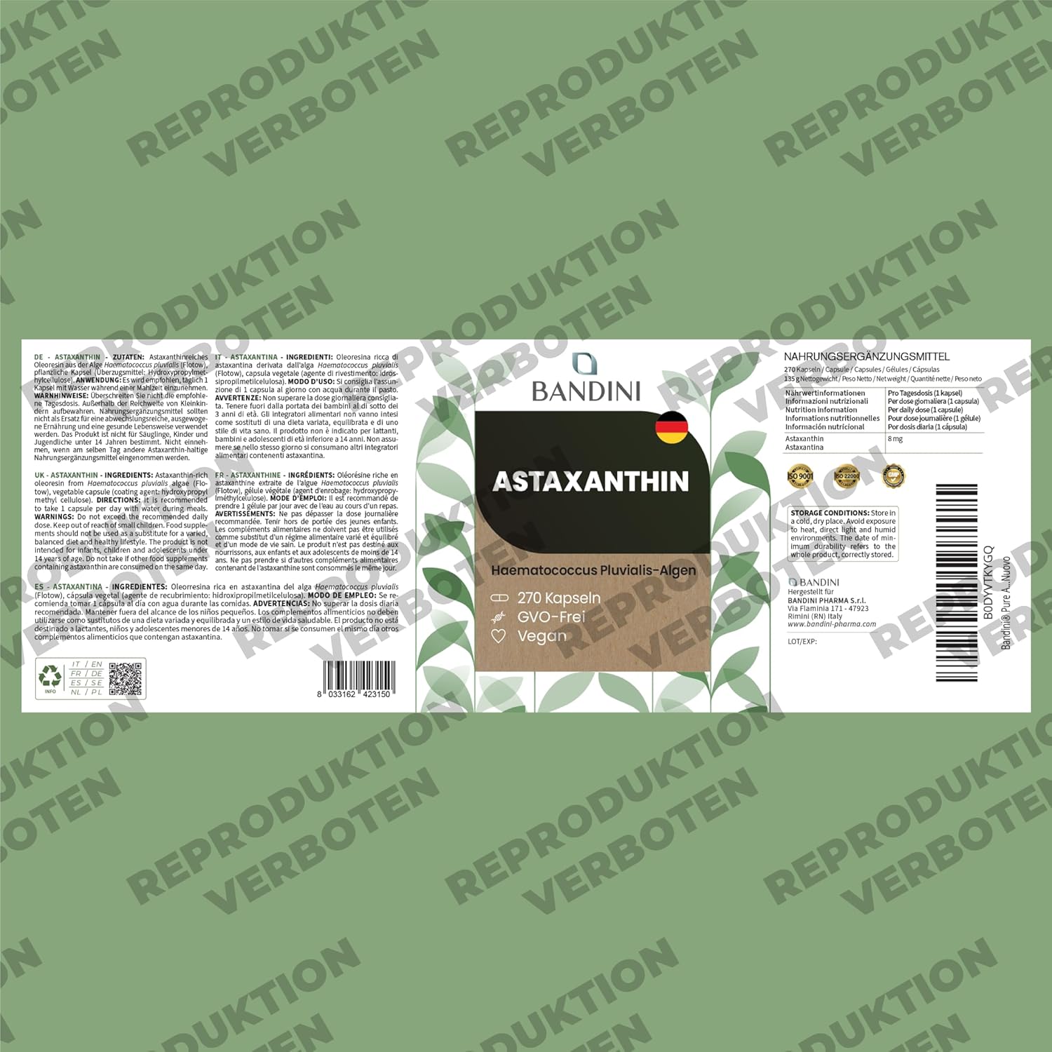 Thumbnail 4 de Bandini Pure Astaxanthin 8 mg, 270 Kapseln