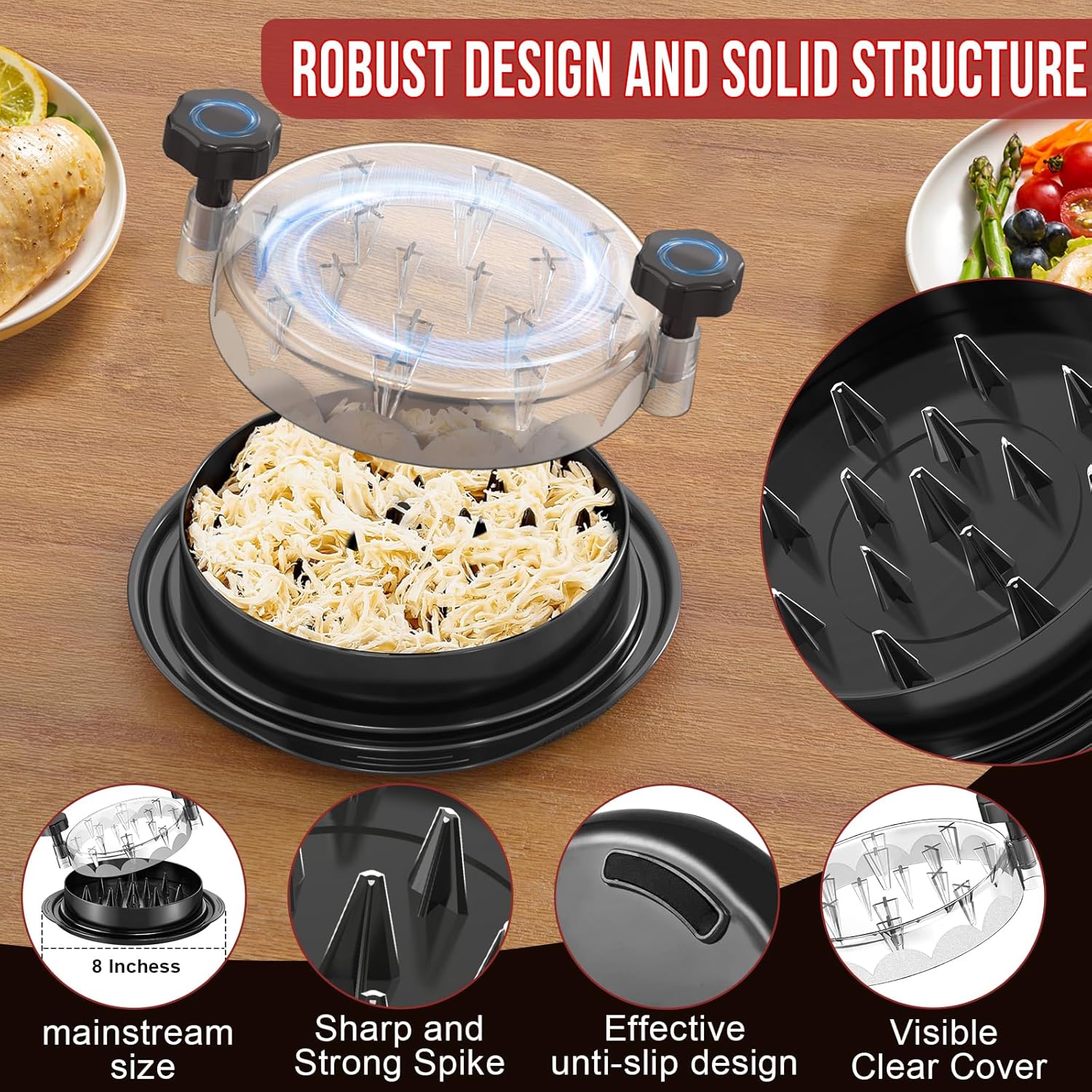 Detalle de SoulLife Chicken Shredder (8 Inches) with Clear Lid