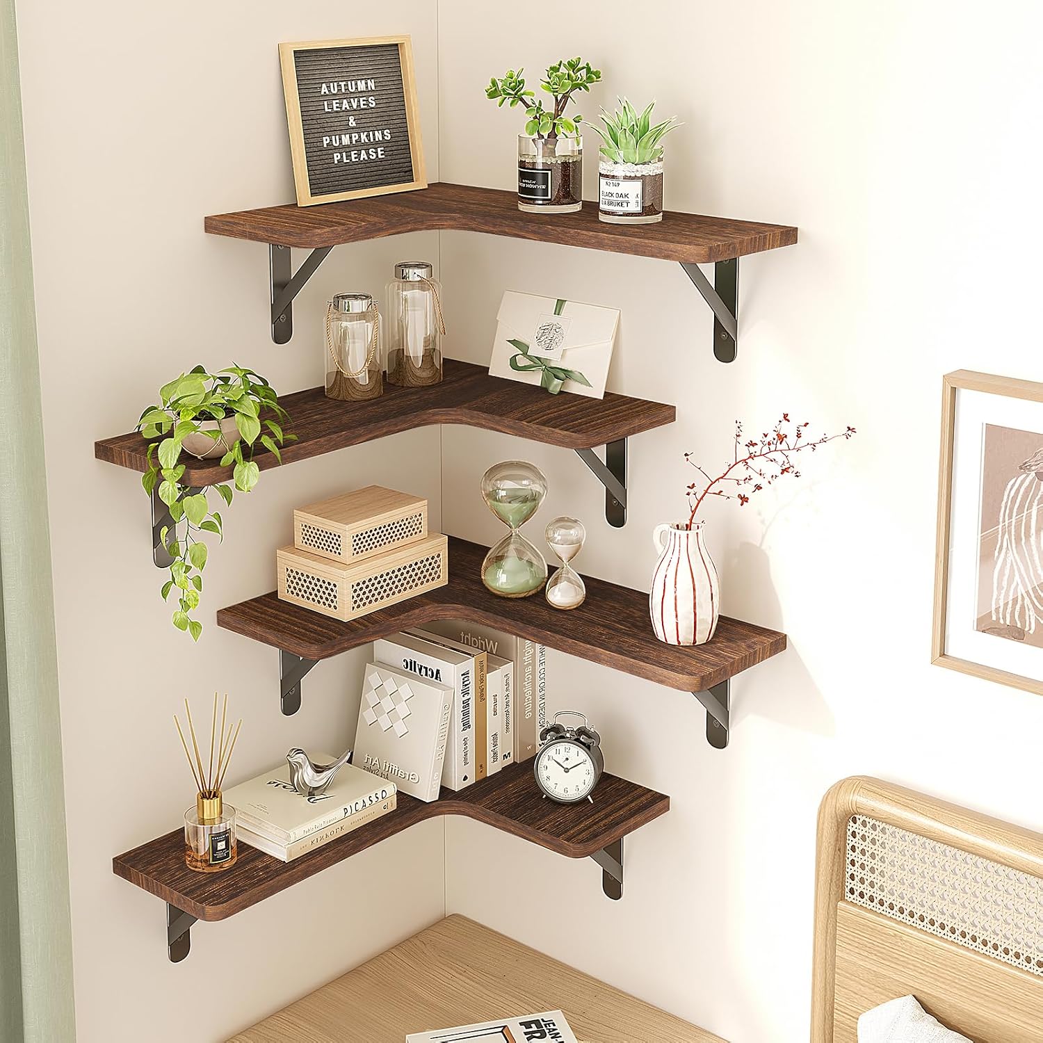 Detalle 2 de Fixwal Floating Shelves Set of 5 rustic wall shelves 🪵
