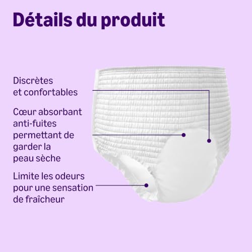 Detalle de Healthcare by Amazon Femme culottes Discreet Grand – 40 pièces, Blanc