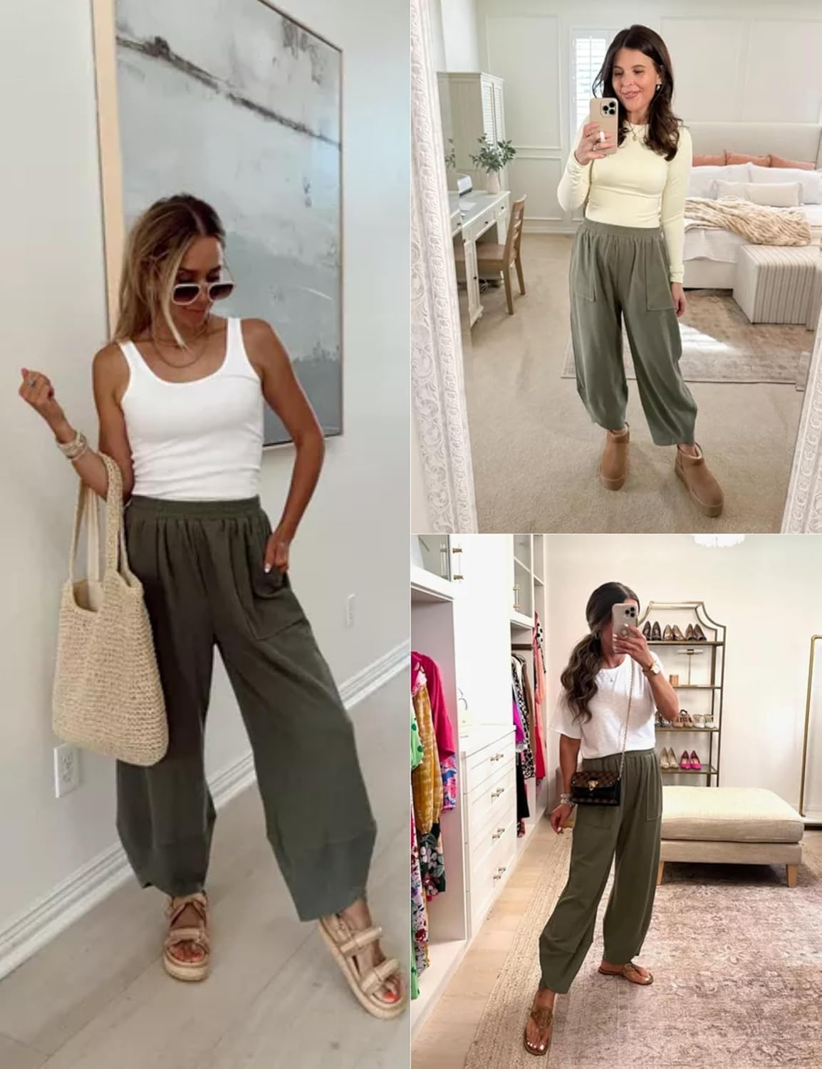 Thumbnail 4 de Xiaoxuemeng Women’s Baggy Wide Leg Palazzo Harem Pants with Pockets