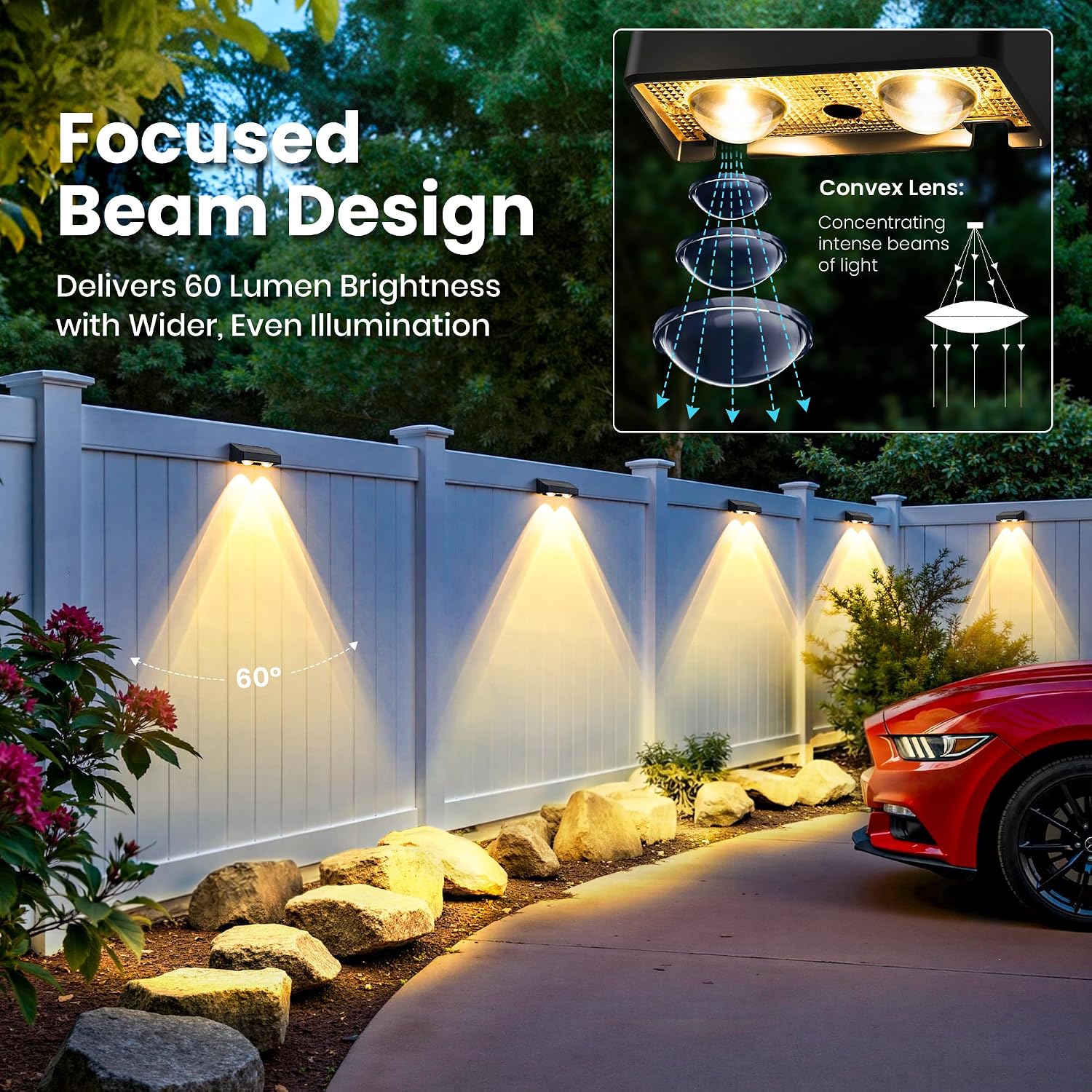 Thumbnail 1 de ESUNYD Solar Fence Lights, 20-Pack RGB Waterproof Outdoor Step Lights
