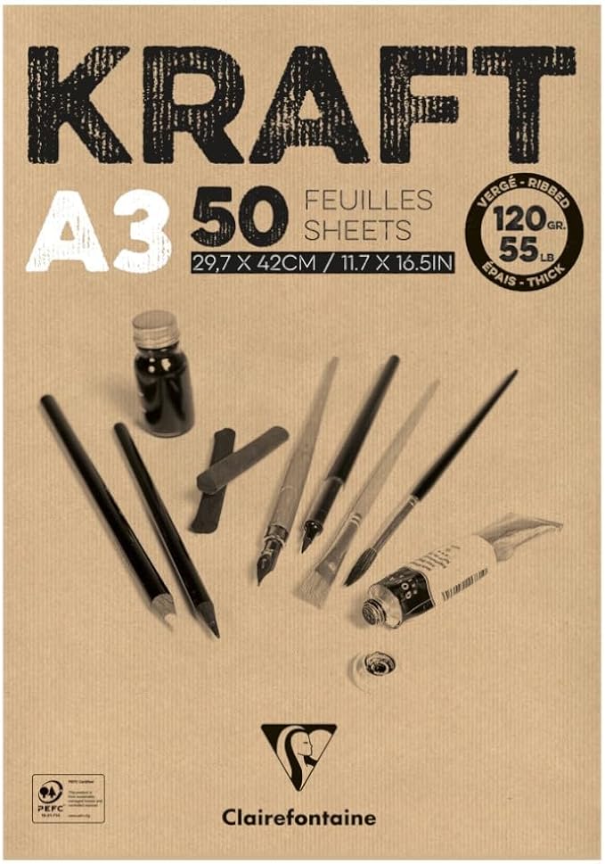 Detalle de Clairefontaine 975816C - Bloc de papel kraft A3, 50 hojas, doble cara ✏