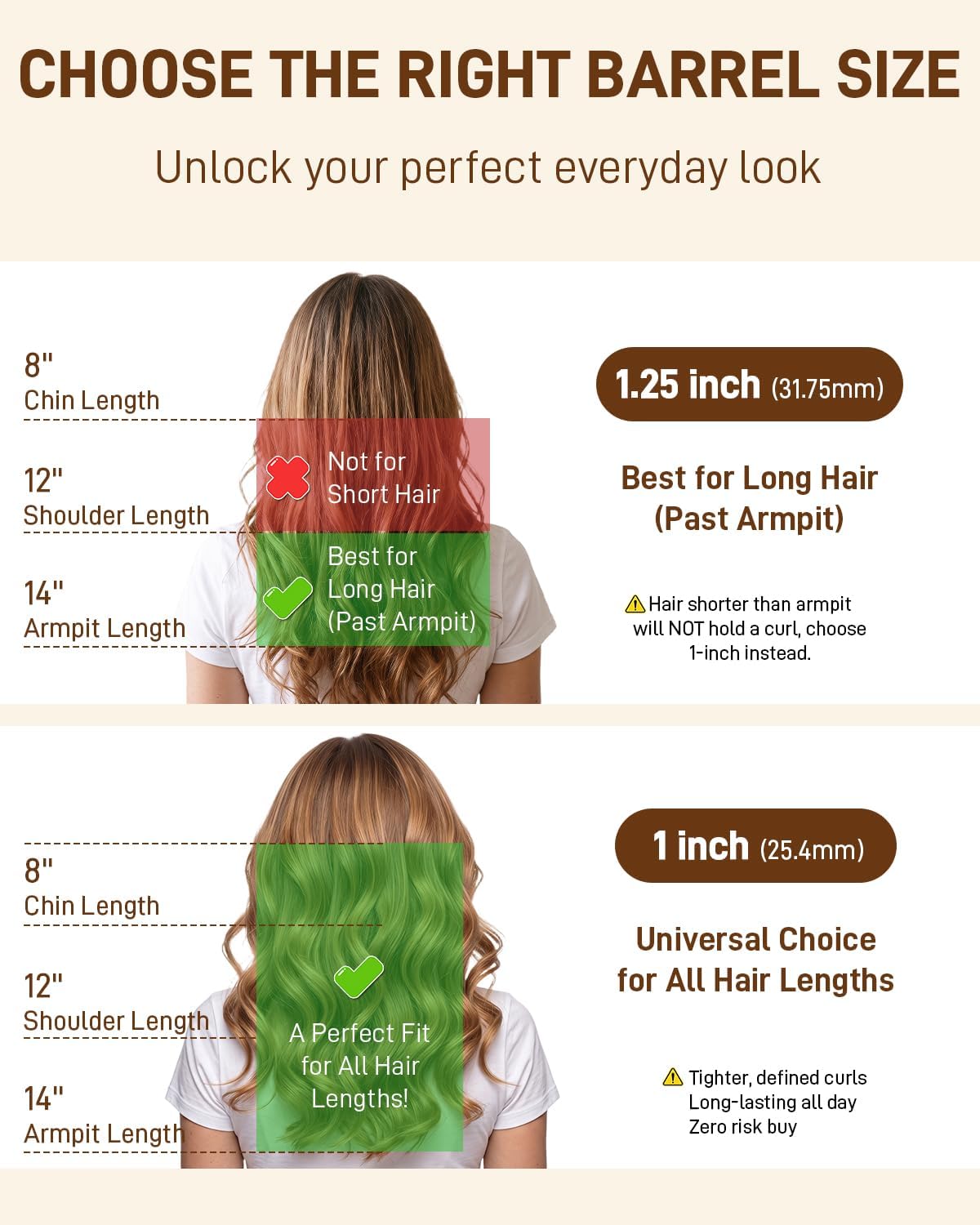 Detalle de MESCOMB 1 Inch Curling Iron for Long Hair with 6.7" Extra Long Barrel