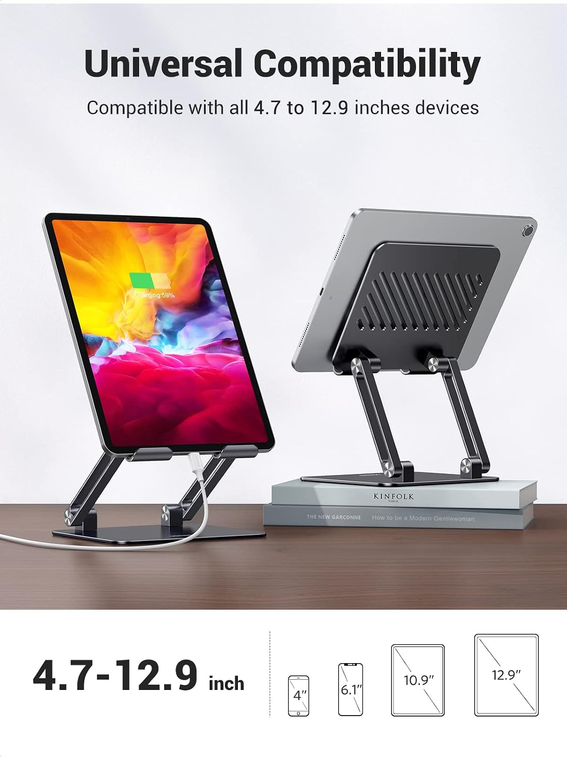 Detalle 1 de UGREEN 15164 Adjustable Tablet Stand, Foldable Aluminium Desk Holder