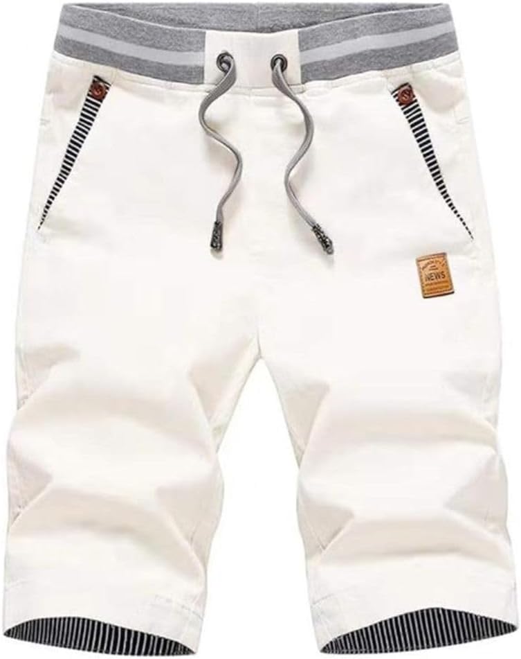 Detalle 2 de ZOXOZ Mens Shorts Summer Casual Cotton with Drawstring Elastic Waist Pockets