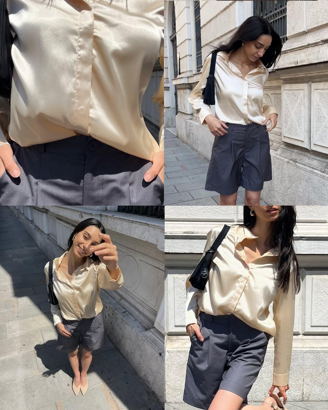 Thumbnail 4 de Zeagoo Satin Bluse Damen mit V-Ausschnitt