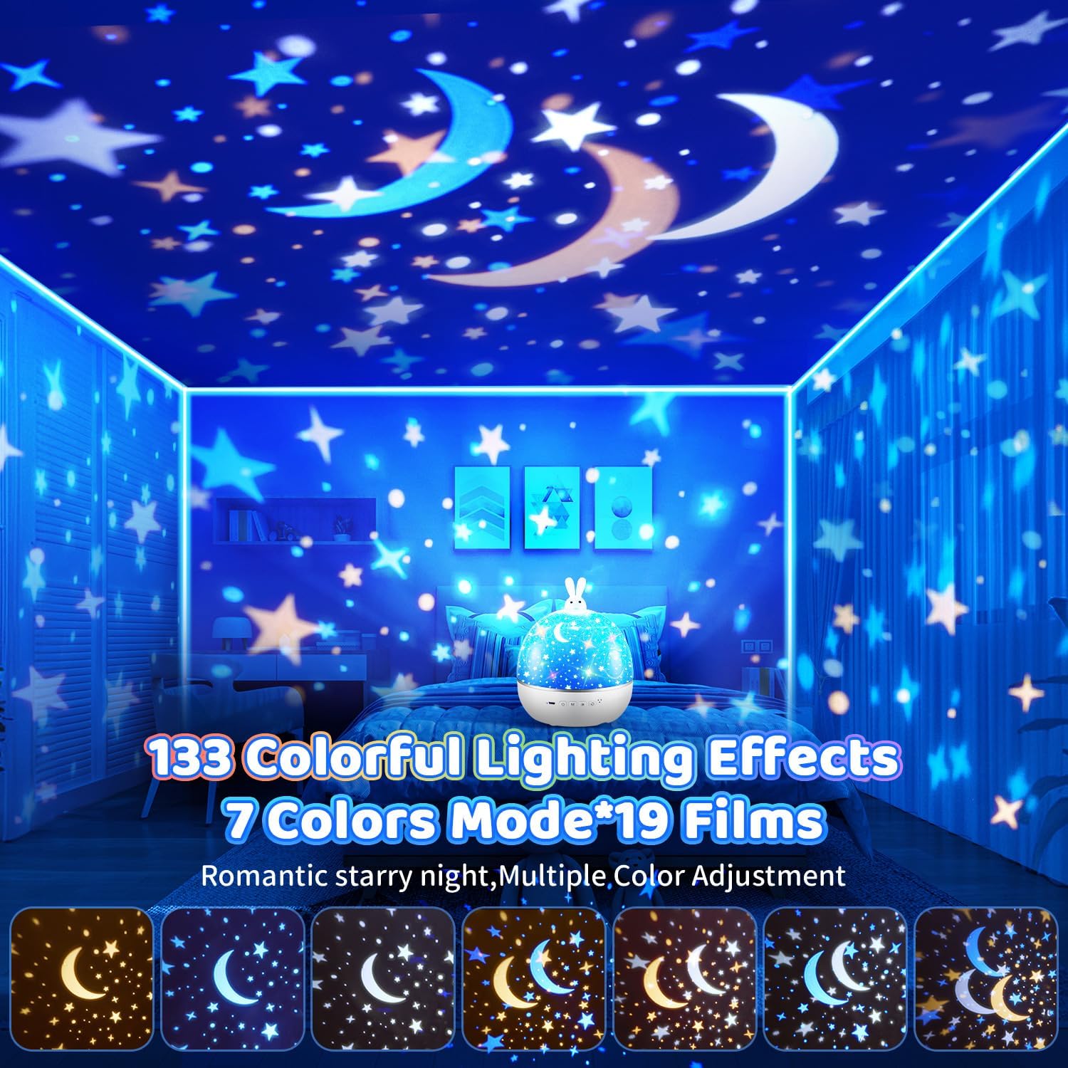 Detalle de Veilleuse Bébé Projecteur Ciel Etoile 15 films
