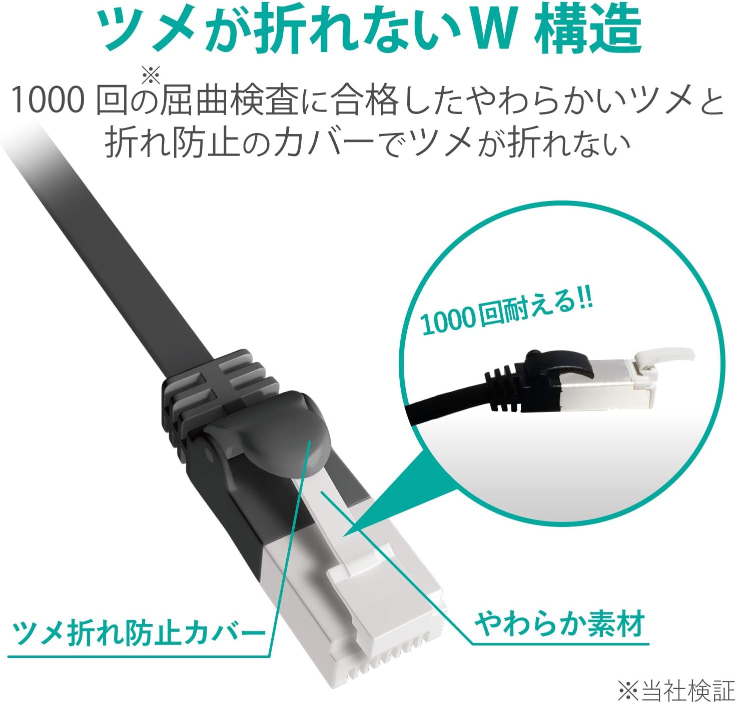 Detalle 2 de エレコム ECLD-GFATBK100 CAT6A LANケーブル 10m フラット・爪折れ防止