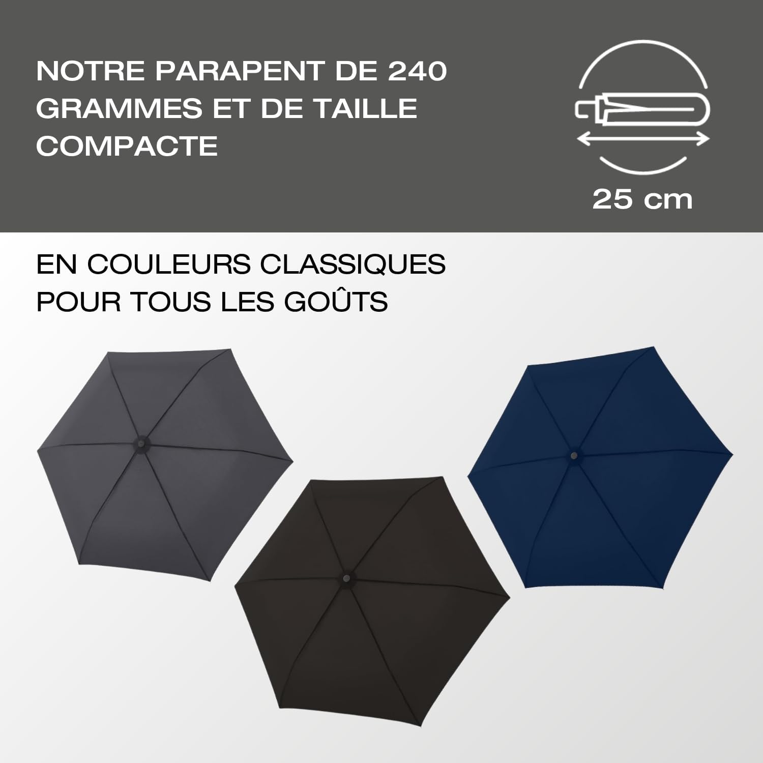 Thumbnail 2 de Knirps Parapluie C.250 Light Duomatic Dark Grey avec sac de rangement