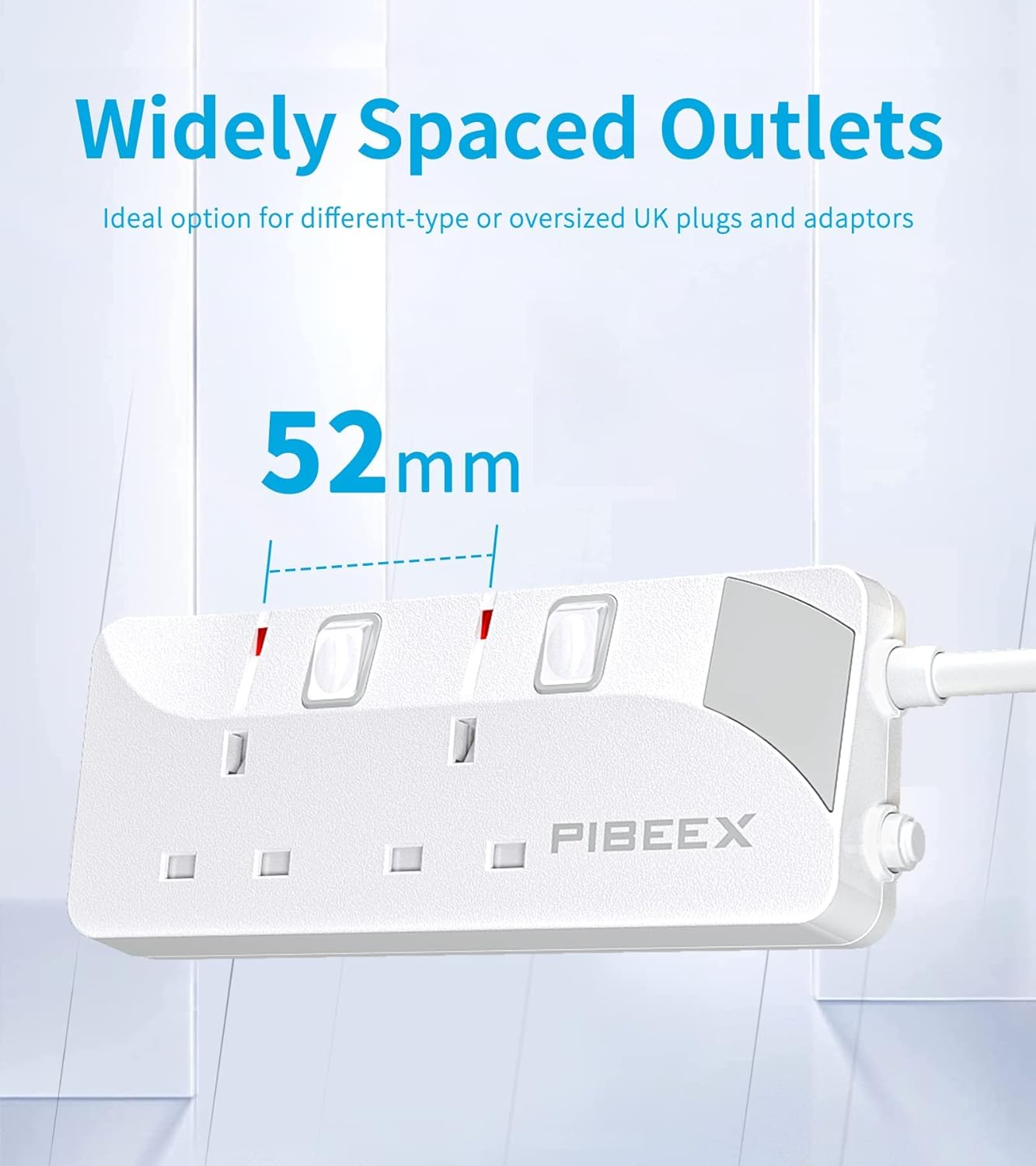 Thumbnail 3 de PIBEEX Extension Lead 2 Way Plug Sockets with Individual Switches