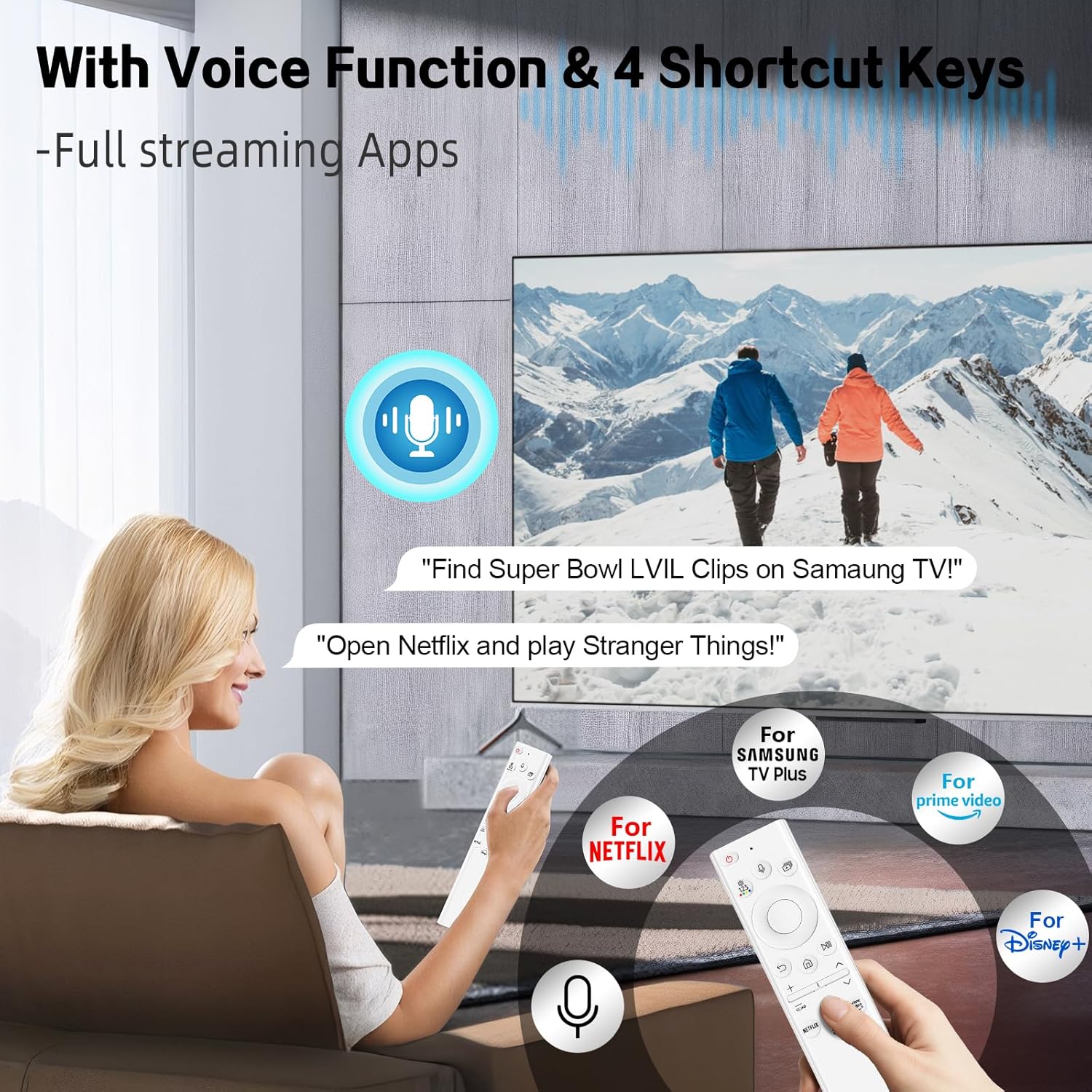 Thumbnail 4 de BN59-01391A Solar TV Remote with Voice Search for Samsung Smart TVs (2020–2023 Neo LED)