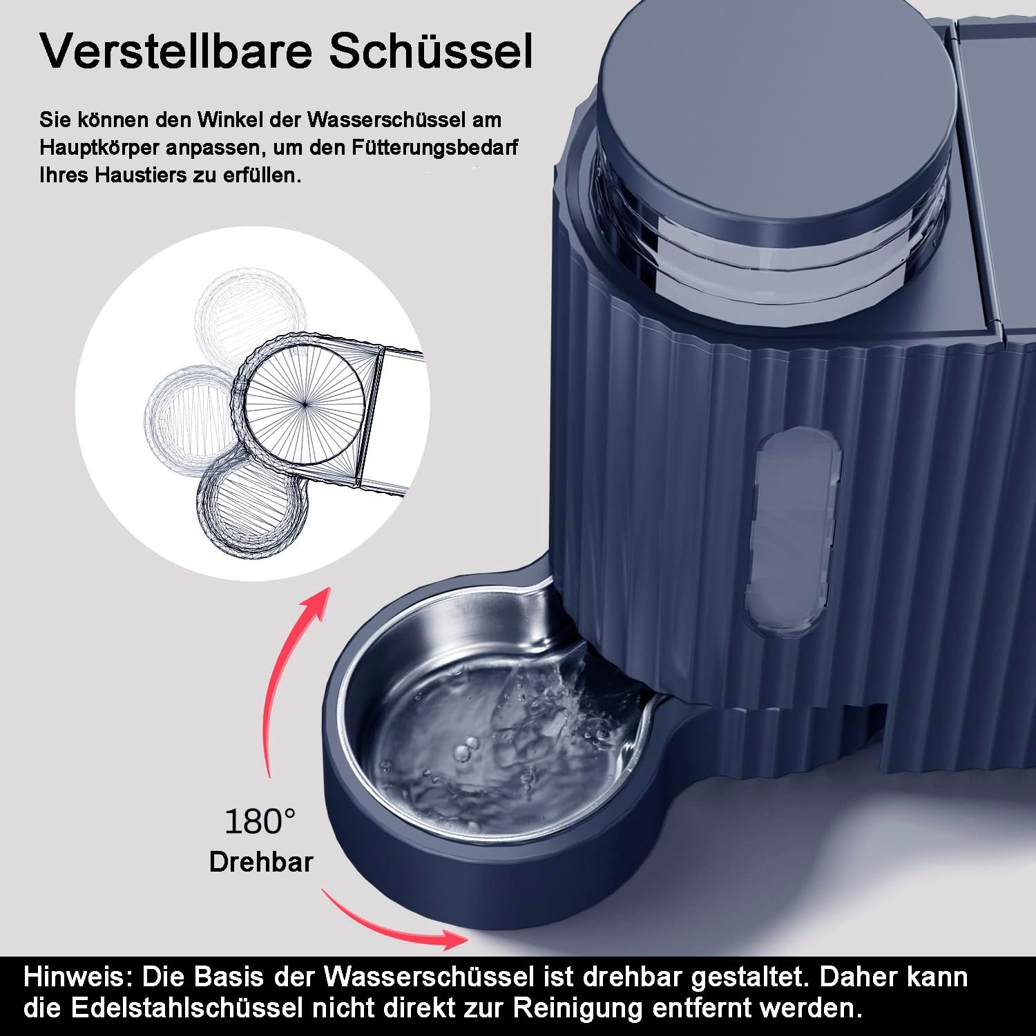 Detalle de Gardner Pet Automatischer Futterspender Katzen/Hunde, 2 Edelstahlnäpfe 6L*2 – Nicht elektrisch, BPA-frei, blau