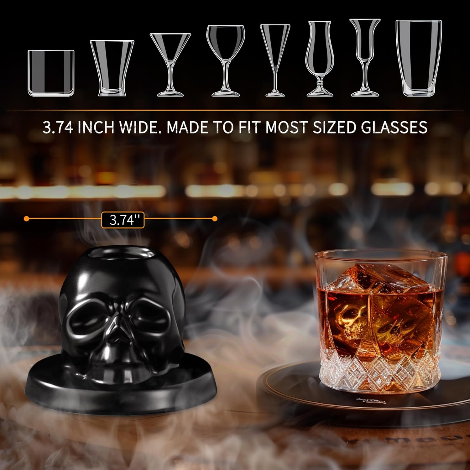 Detalle de Whiskey Smoker Kit with Torch - 21 Sets: Skull Design, 6 Wood Flavors & No Butane