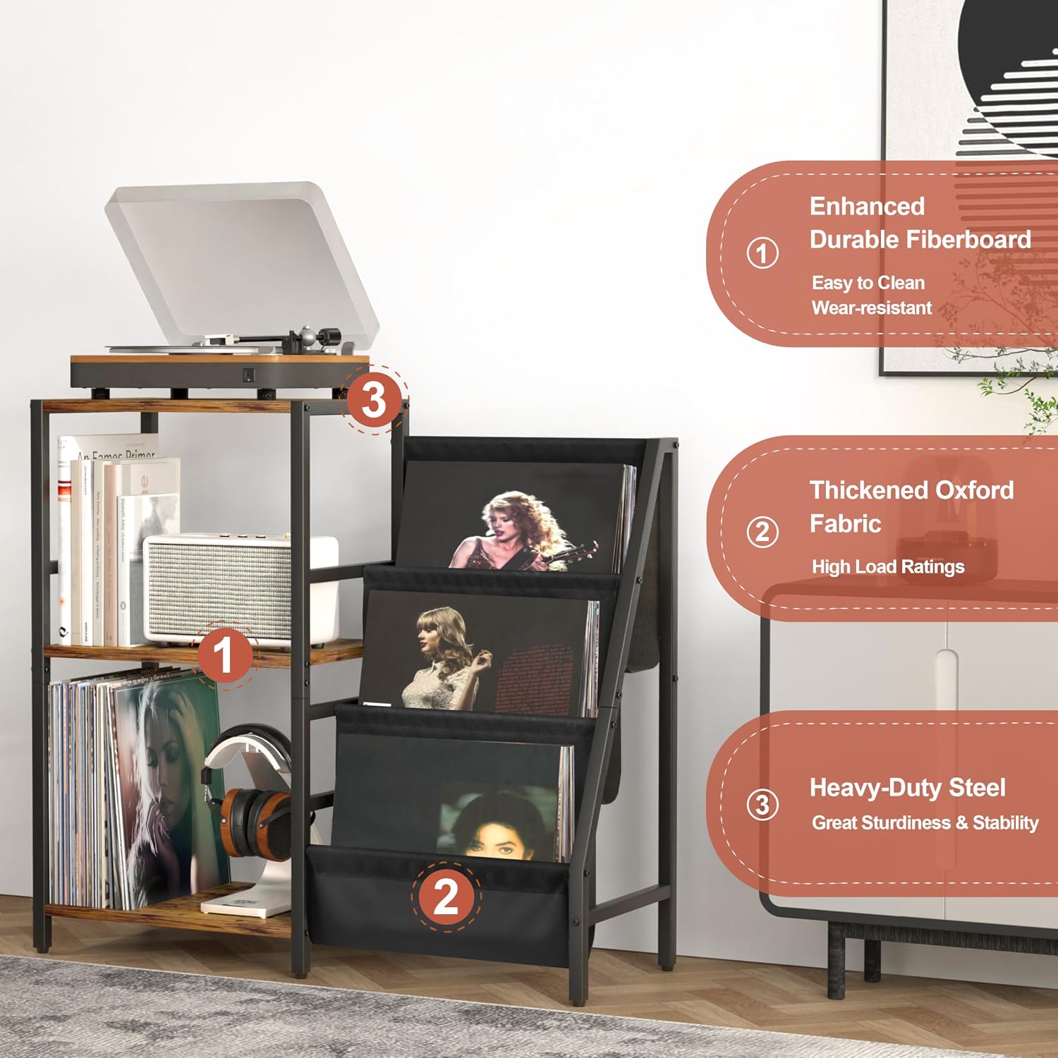 Thumbnail 5 de Bikoney giradischi con stand vinili 200 album