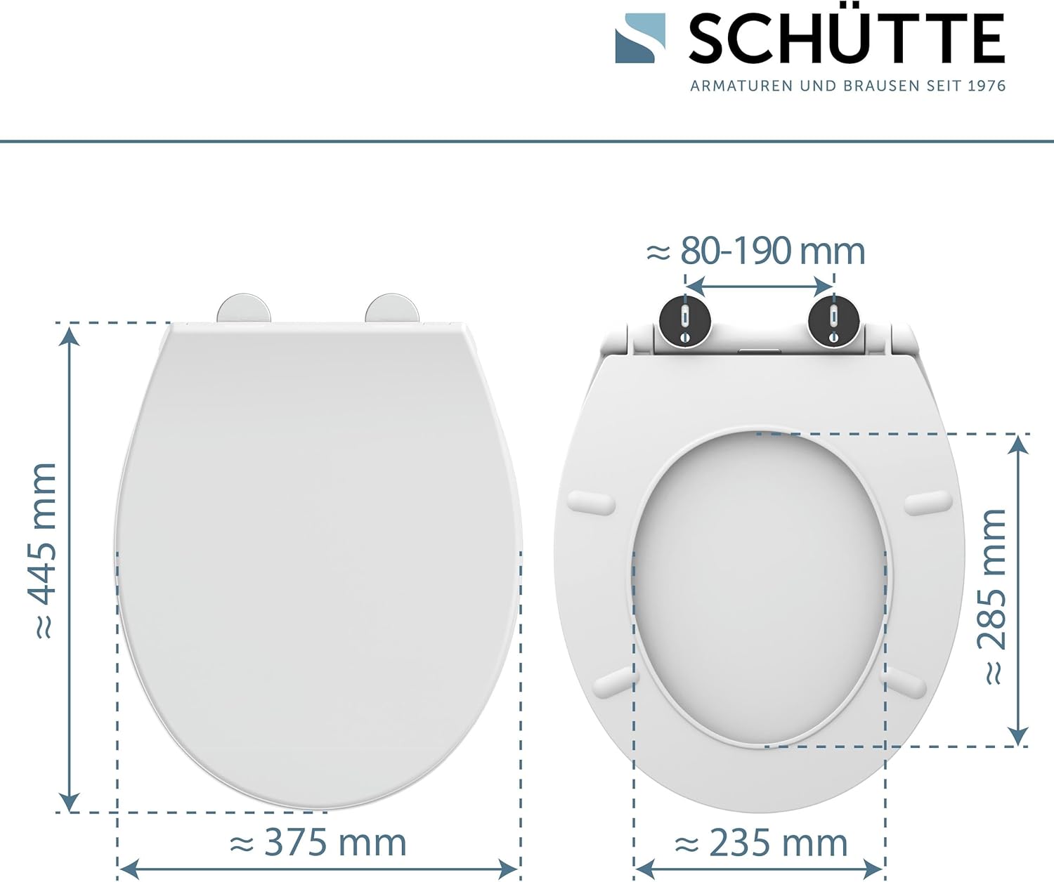 Thumbnail 1 de WC-Sitz mit Absenkautomatik aus Thermoplast, 250 kg belastbar, abnehmbarer Deckel – DIY-Montage, Weiß
