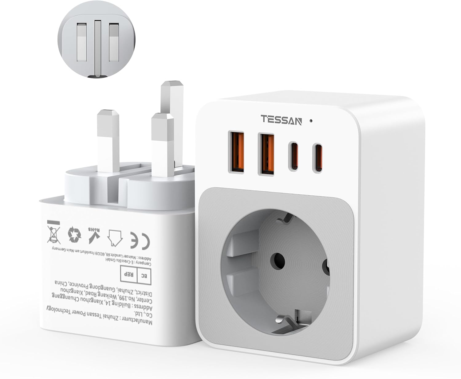 Detalle de TESSAN Adapter England Reiseadapter 6×4×8cm 🔌