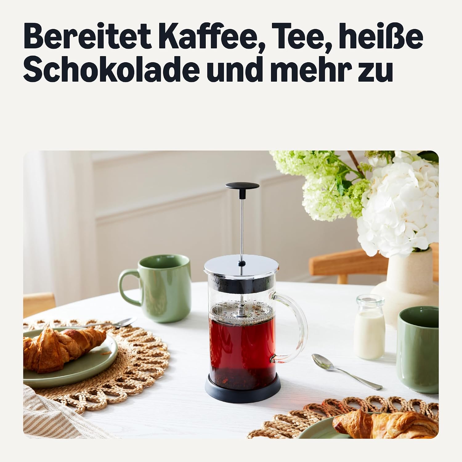 Thumbnail 4 de Amazon Basics French Press-Kaffeebereiter (1 L) aus Borosilikatglas