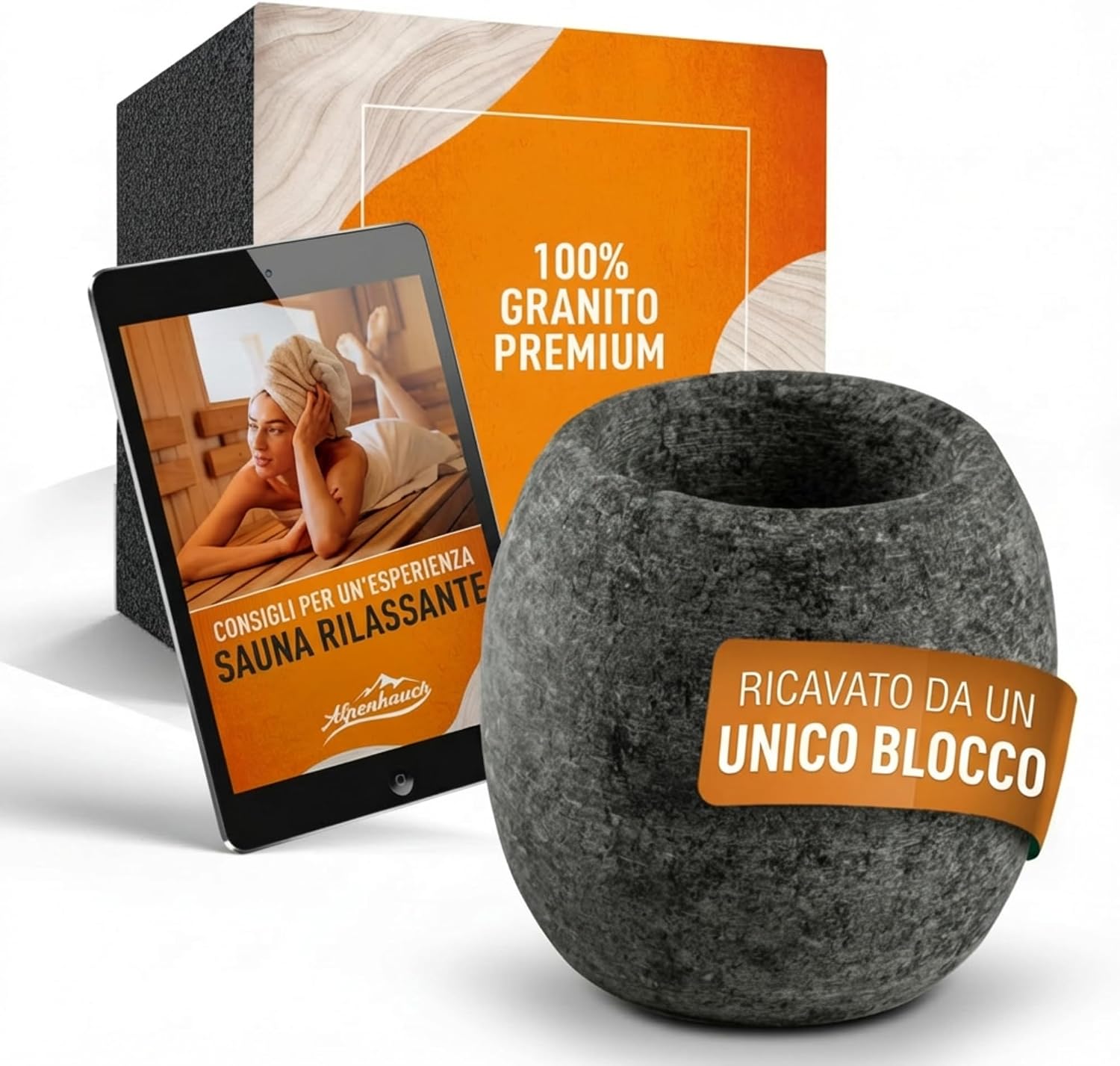 Detalle de ALPENHAUCH Uovo per Sauna in Pietra Ollare 5x5 cm: profumo intenso e sicurezza