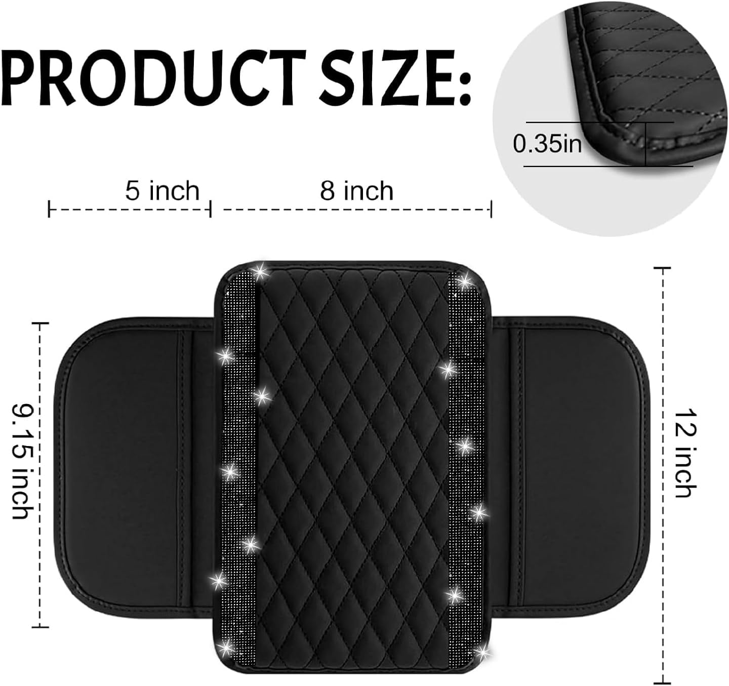 Thumbnail 1 de NBTEPEM Bling Car Center Console Cover with Leather Arm Rest and Dual Storage Pockets