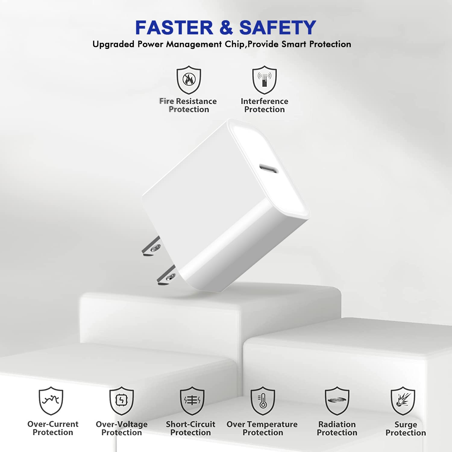 Thumbnail 2 de 3Pack 20W USB-C Charge Block (PD 3.0) for iPhone & iPad — Fast Wall Charger, Quick Fast Charging Plug