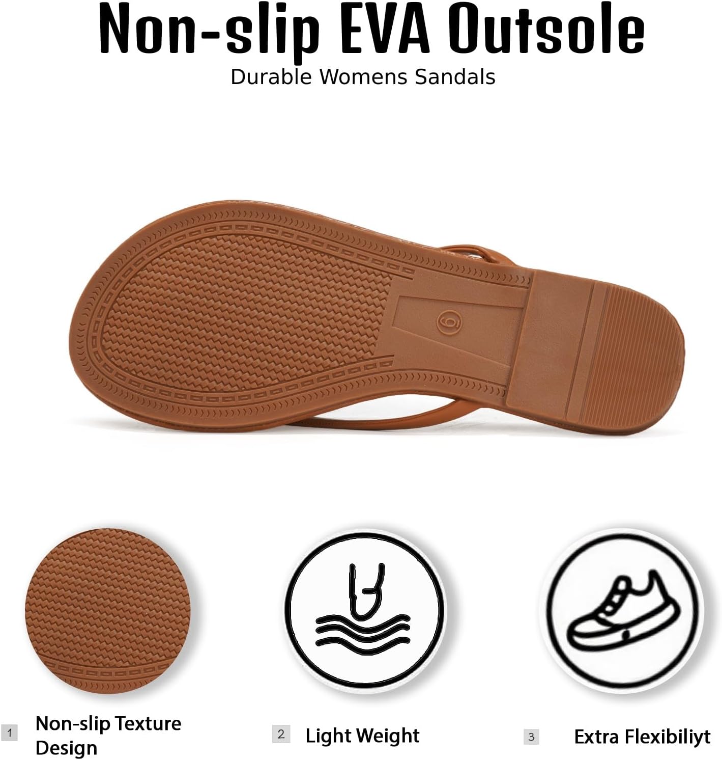 Detalle 2 de MOAILAOZI Women's Leather Flip-Flops