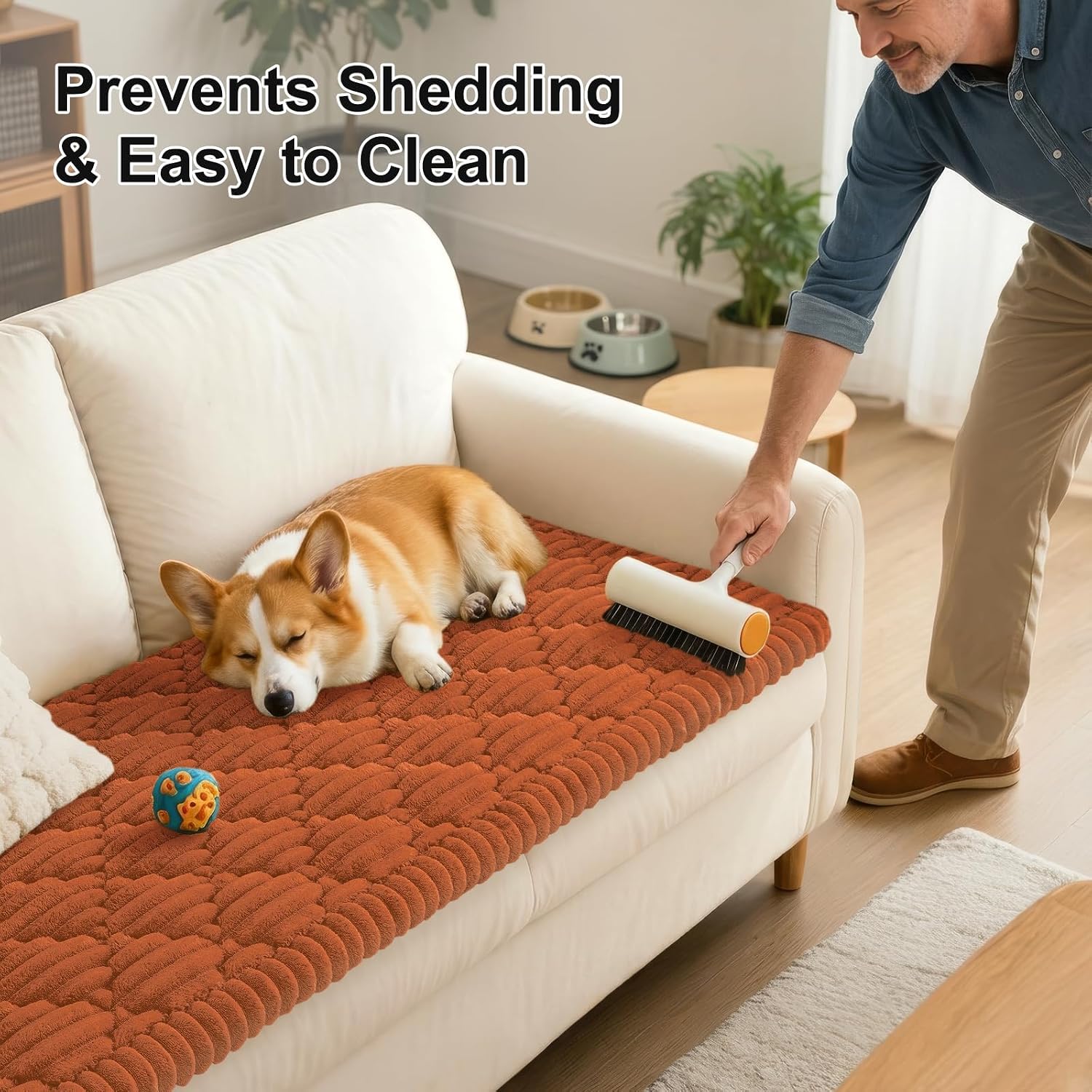 Thumbnail 5 de Smiry Fall Couch Cover for Dogs, Washable Non-Slip Rust Sofa Protector, 27.6" x 70.9