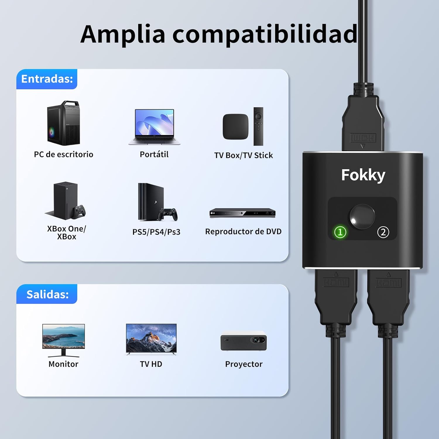 Thumbnail 3 de HDMI Switch 4K 60Hz, conmutador bidireccional