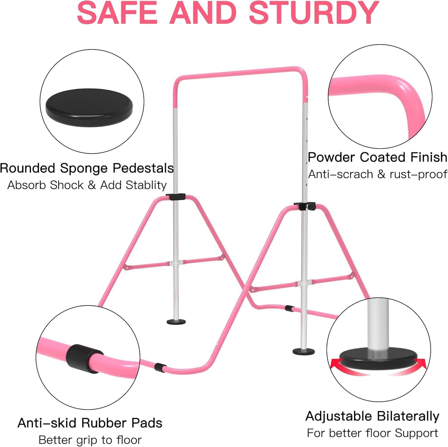 Detalle de EVERYMILE Gymnastics Bars With Self-Inflating Mat: Home Training Bar with Adjustable Height
