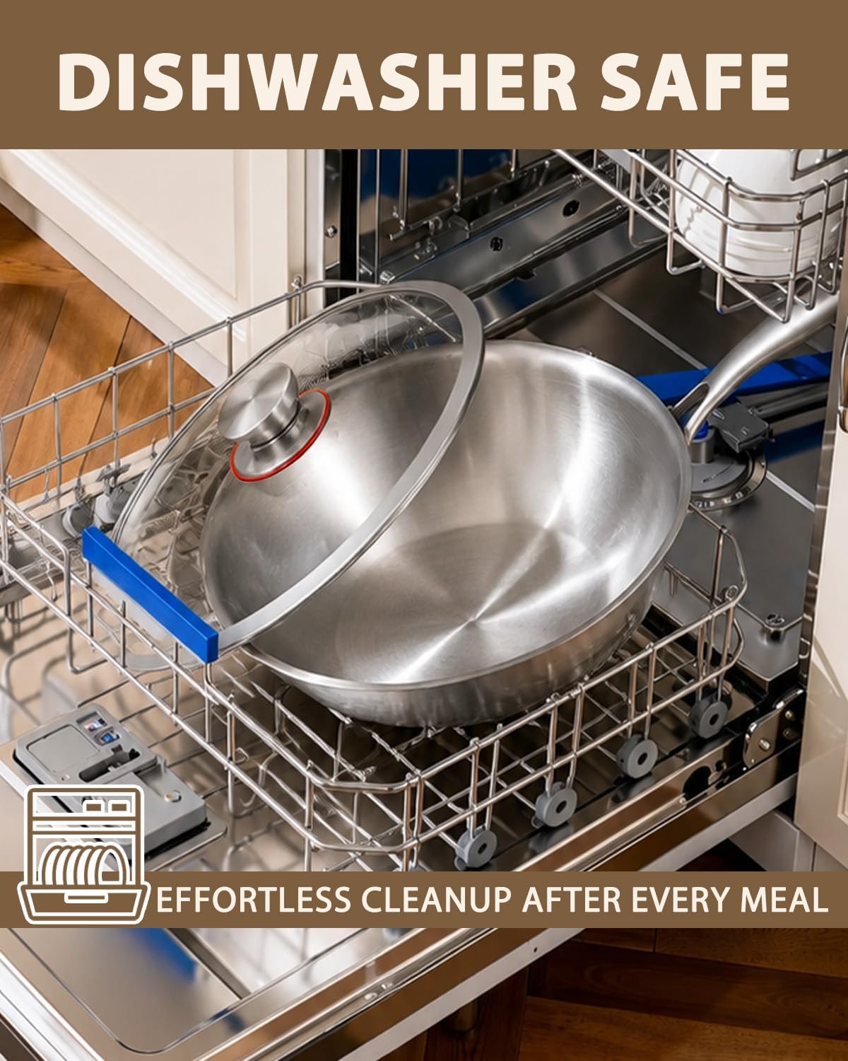 Detalle 2 de LOLYKITCH 12 Inch Tri-Ply Stainless Steel Wok Pan