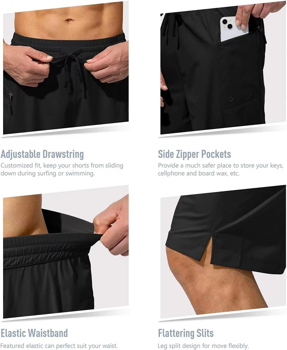 Thumbnail 3 de Tansozer Men's Quick-Dry Swim Shorts with Liner and Zipper Pockets