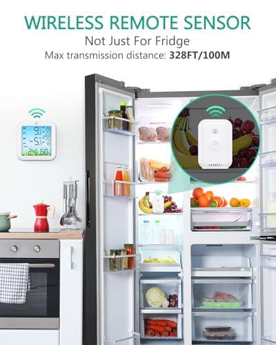 Detalle de ORIA Wireless Fridge Freezer Thermometer with 2 Sensors and Alarms