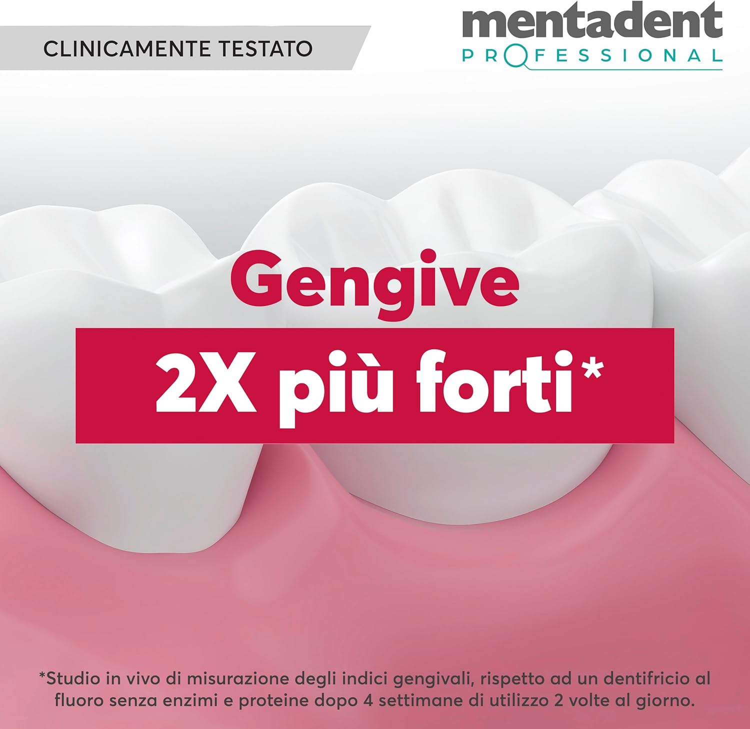 Detalle de Mentadent Dentifricio Gengive Forti Protezione Completa – 3x75 ml con Pochette Omaggio