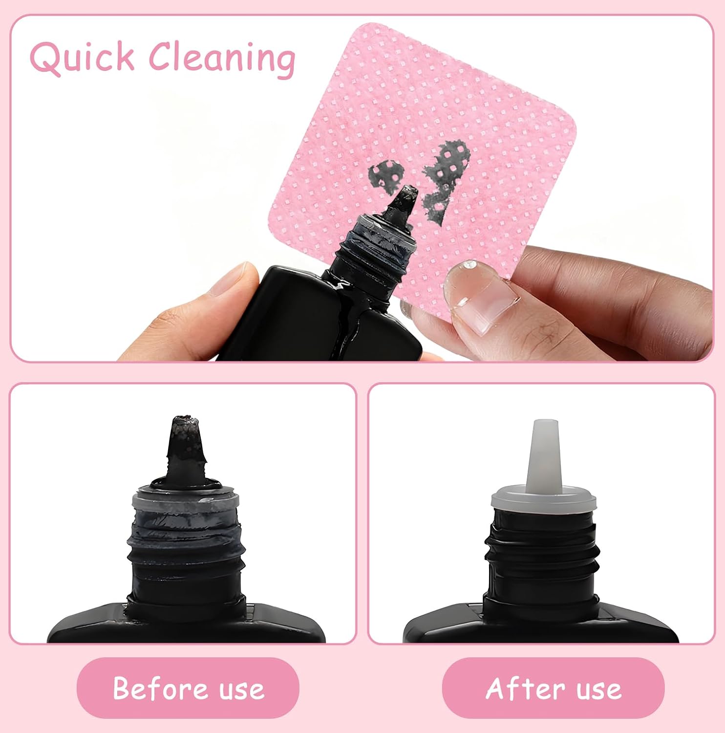 Detalle de xiluuyou 800 Pcs Lint Free Wipes for Nails – Pink