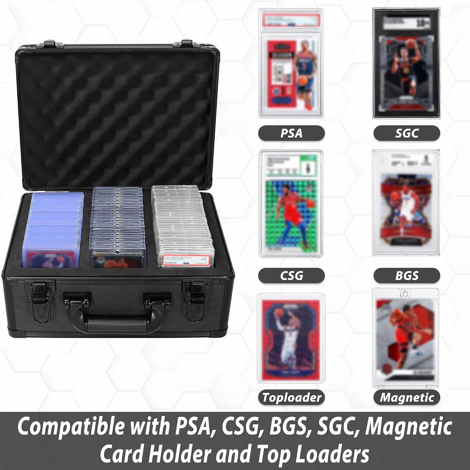 Thumbnail 1 de OUUTMEE Graded Card Case - Aluminum Alloy Storage Box for 100 Card Slabs (PSA, CSG, BGS)