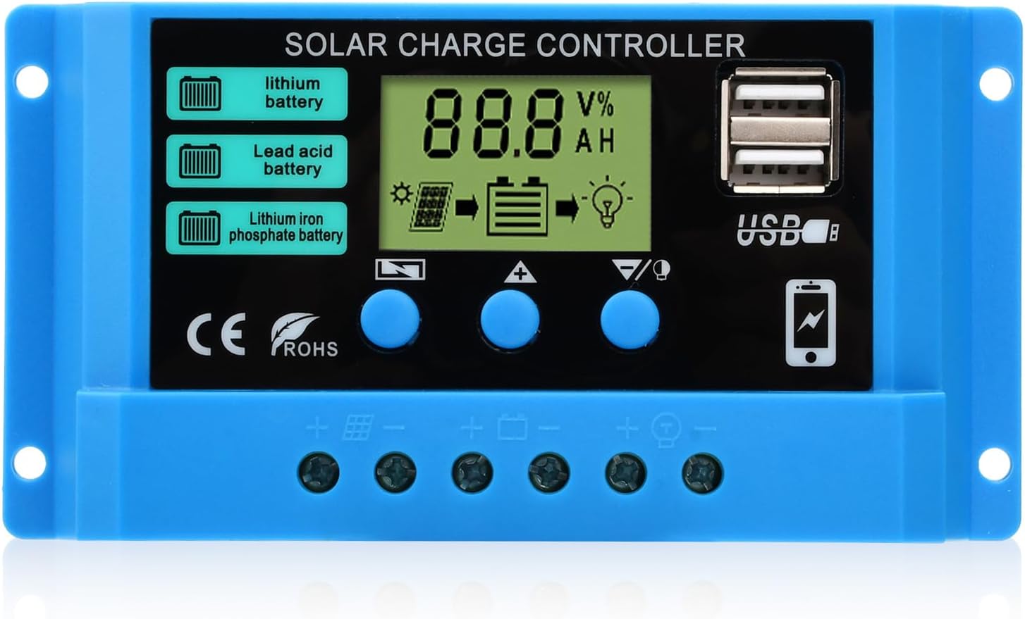 Thumbnail 6 de diymore 30 A solcellsladdningsregulator för 12 V/24 V med LCD och USB