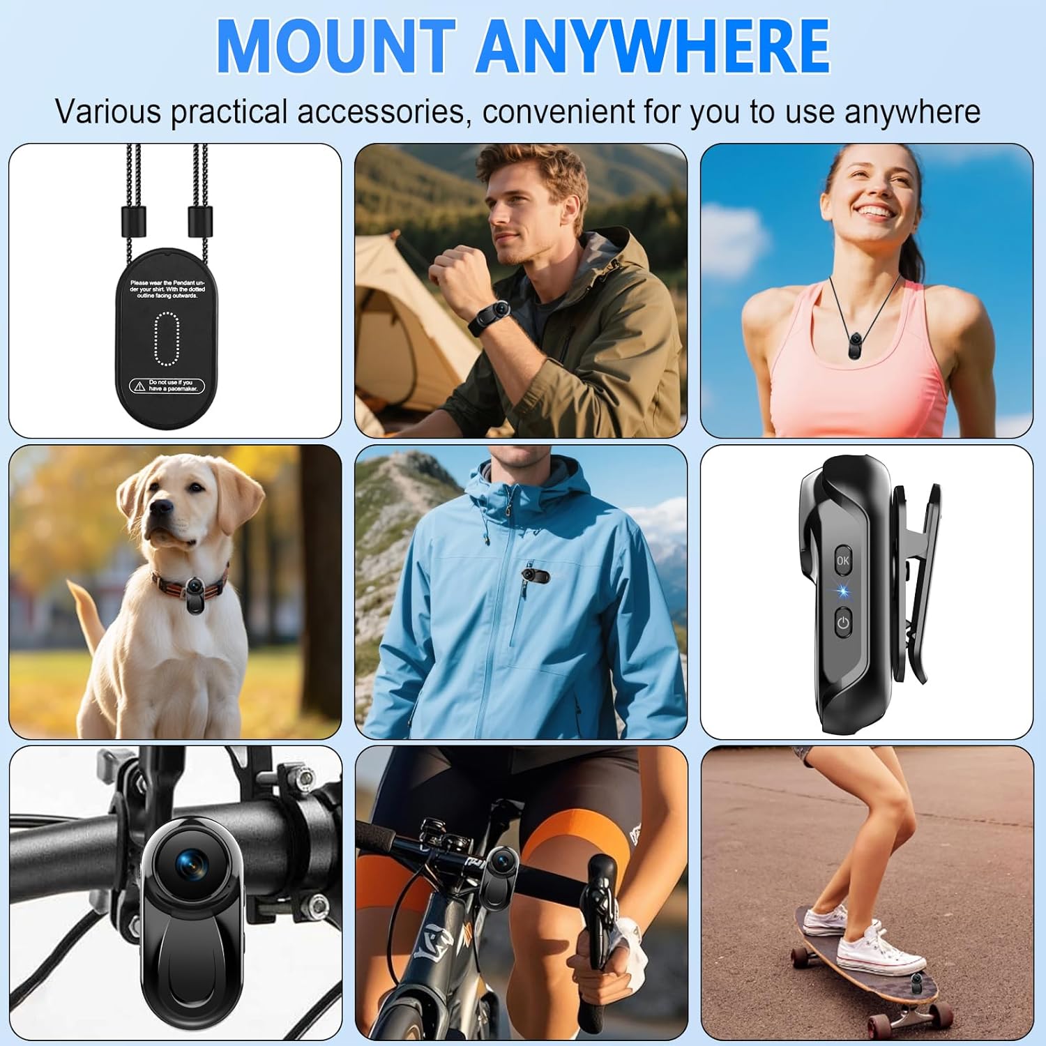 Thumbnail 6 de Thumb Action Camera 1080P 512GB mini body camera with magnetic 360° clip