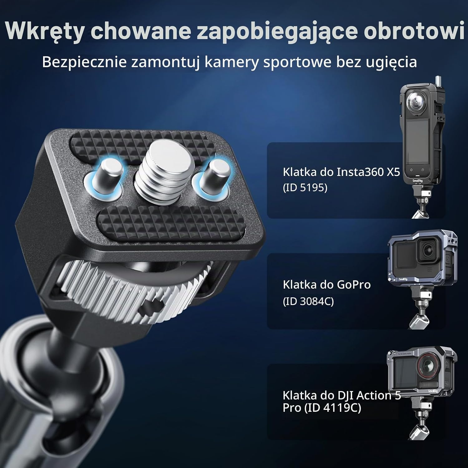 Detalle de SMALLRIG 5310 – ramię przegubowe 7 cali z zaciskiem typu krab