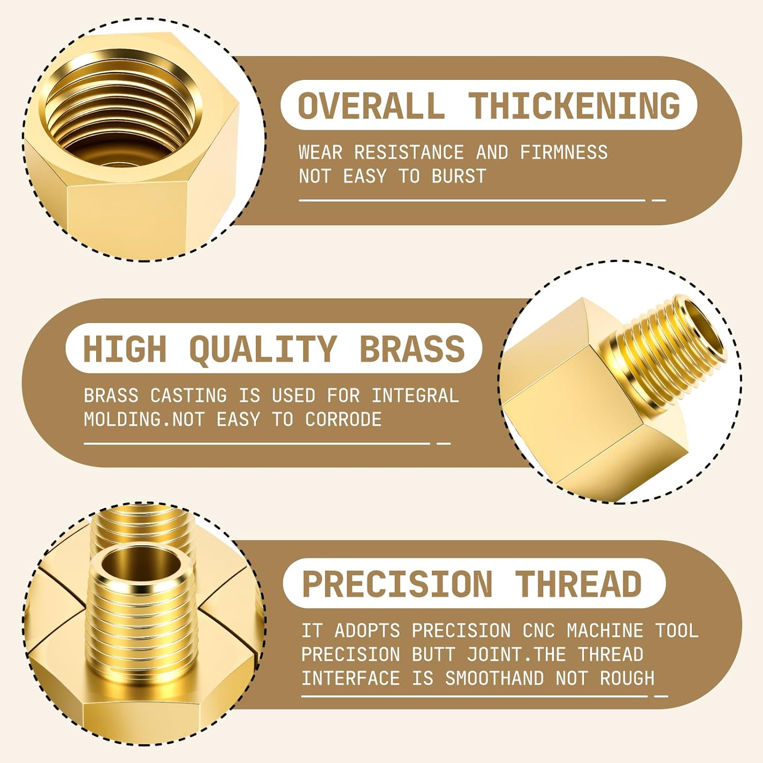 Thumbnail 2 de Bwintech Reduzierverbinder 1/2" Innengewinde auf 3/8" Außengewinde, Messing, 2 Stück