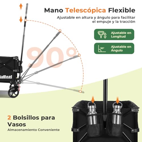 Thumbnail 6 de SLIDBEAT Carro de Playa Plegable XL (150L): transporte ligero para camping, playa y jardín