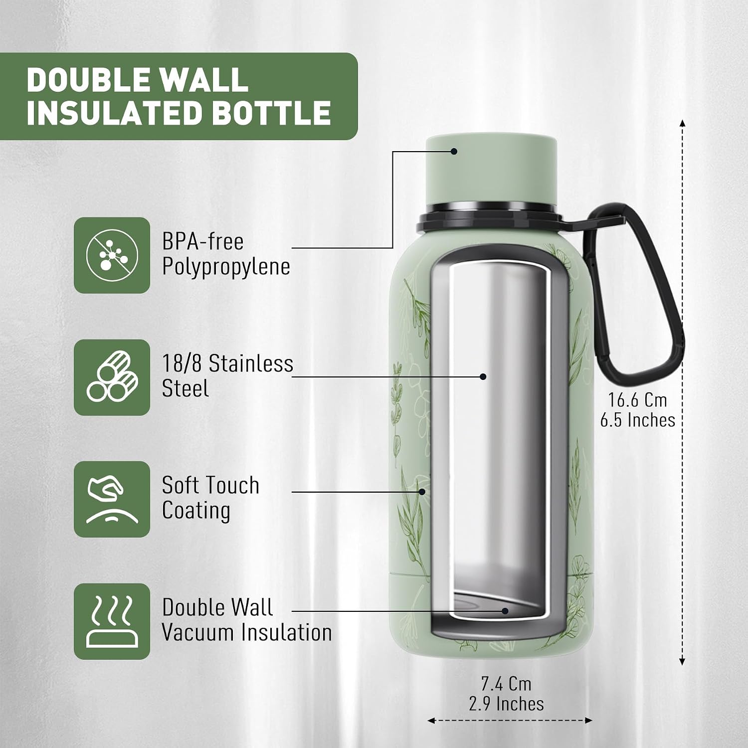 Thumbnail 2 de Exllena Water Bottle 350ml with Clip