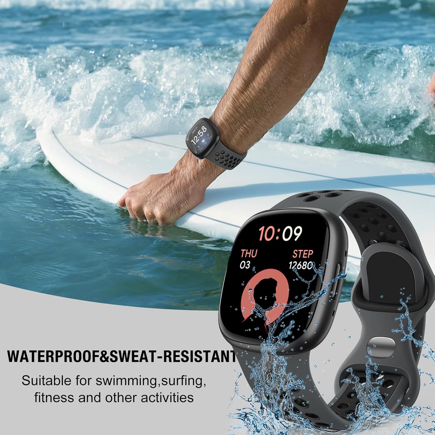 Thumbnail 3 de Yoohoo Silicone Bands for Fitbit Versa 3 4 Sense