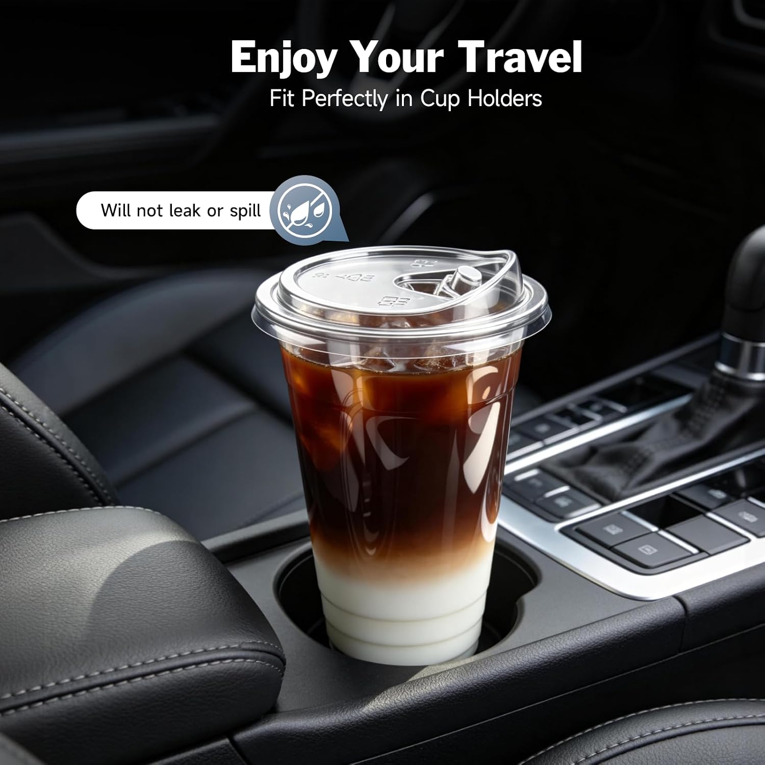 Detalle de Clear Plastic Cups with Lids, 20 oz