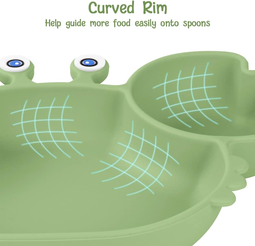 Thumbnail 3 de Vicloon Piatto in Silicone con Ventosa per Bambini – Granchio Verde