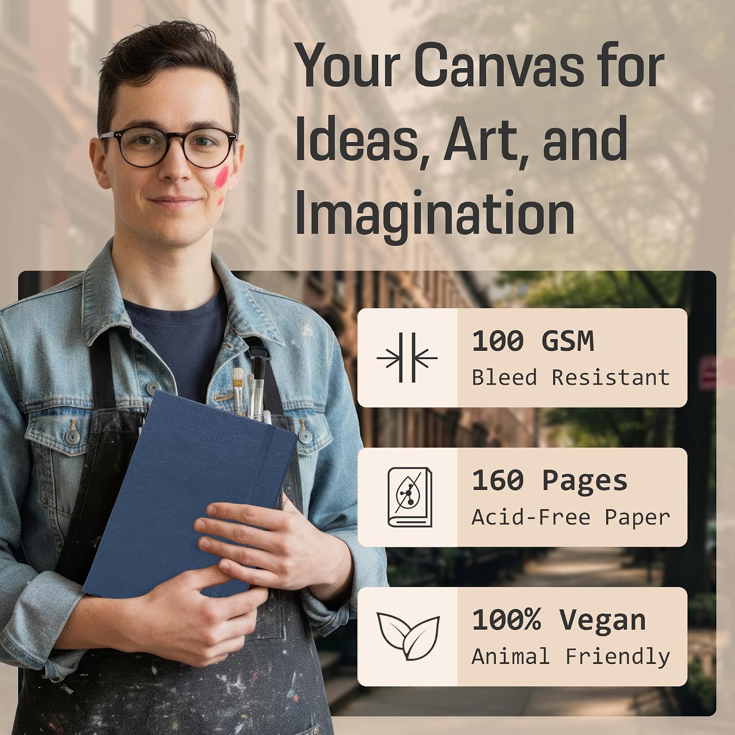 Detalle de Brownstone Journals A5 Sketch Book Hardcover – 80 Sheets, 100 GSM, Symphony Blue