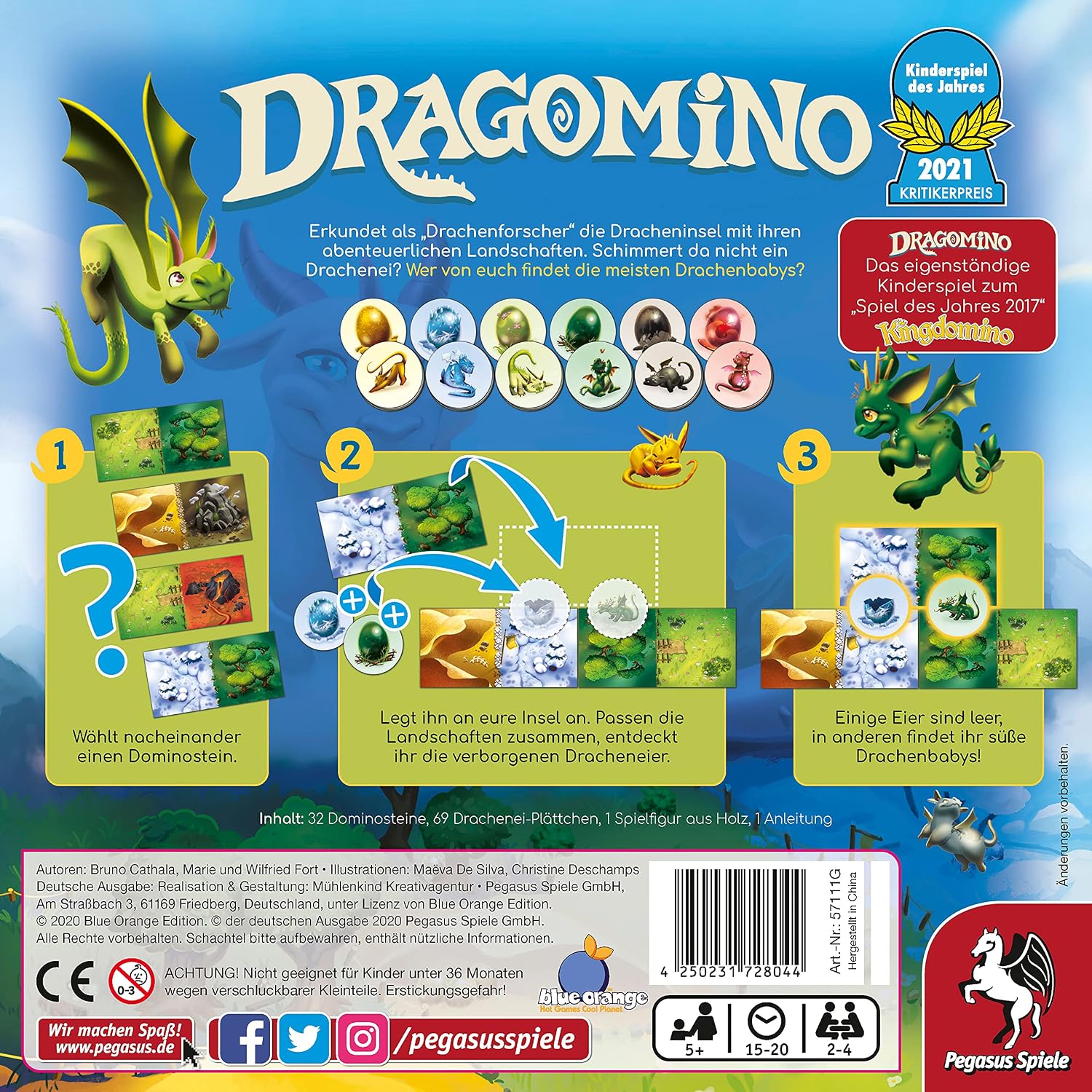 Detalle de Pegasus Spiele 57111G Dragomino 15–20 Min. 🎲