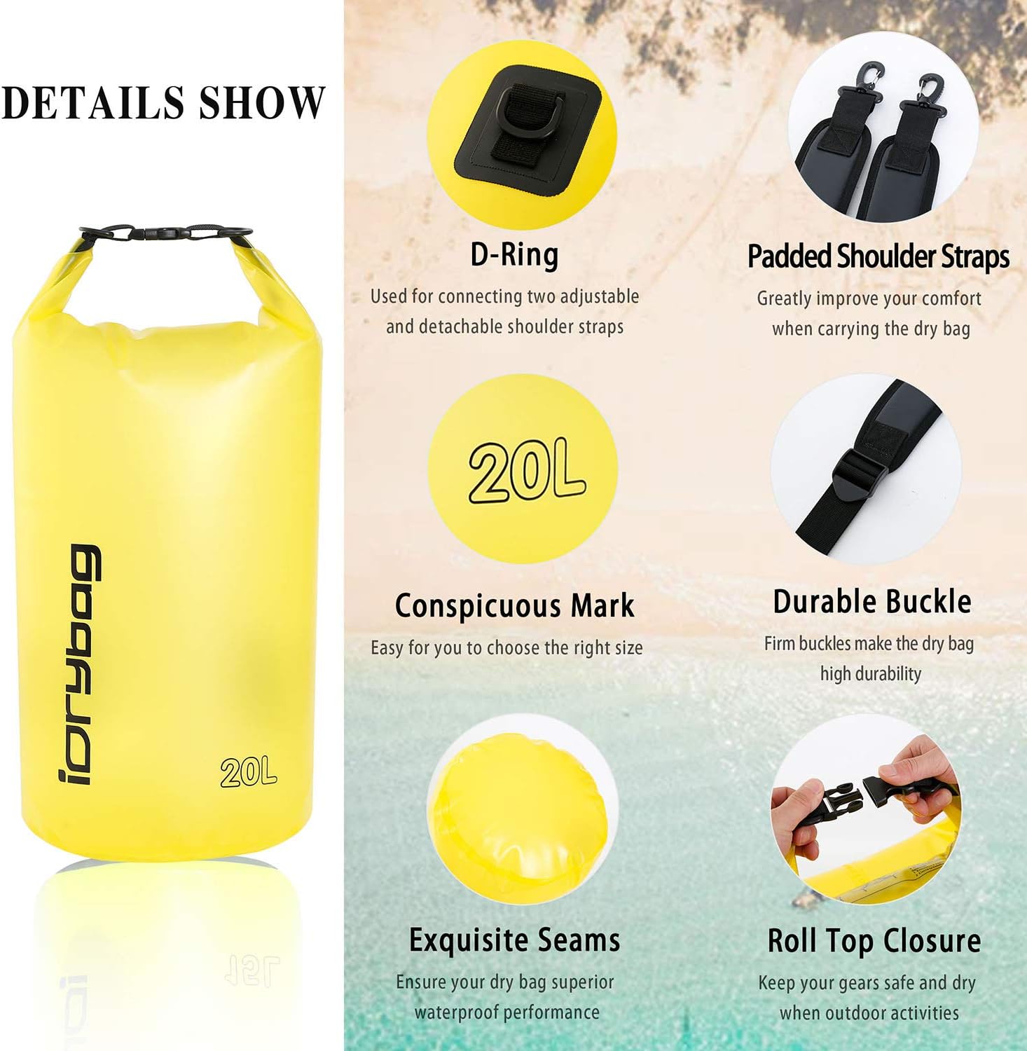 Thumbnail 1 de IDRYBAG Clear Dry Bag Waterproof 2L–20L: Transparent, Durable Dry Sack for Outdoor Use