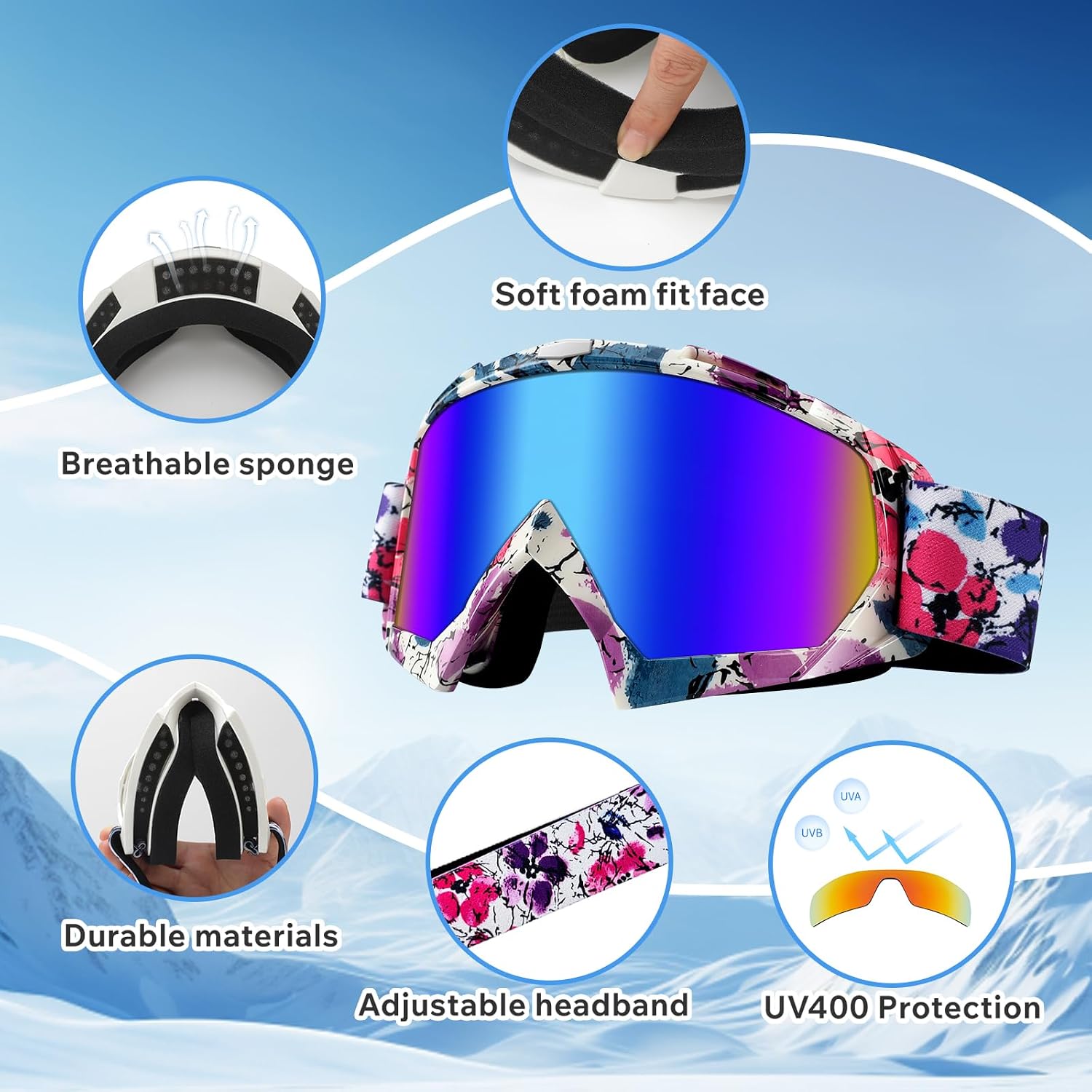Detalle de 4-FQ Motocross Goggles: Windproof Eye Protection for ATV, Dirt Bike, and more